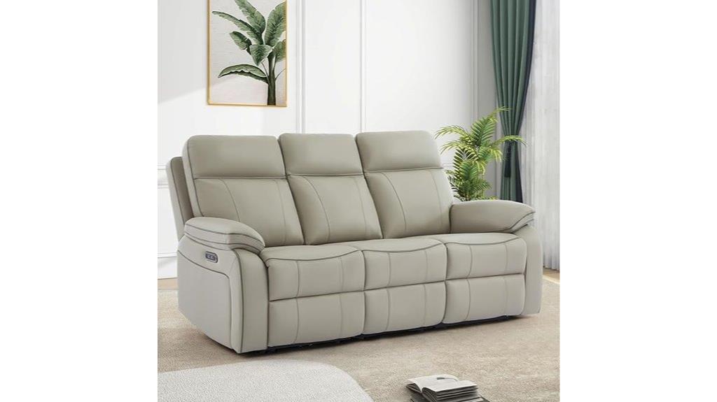 leather reclining couch with features