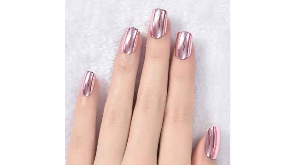 light pink metallic nails