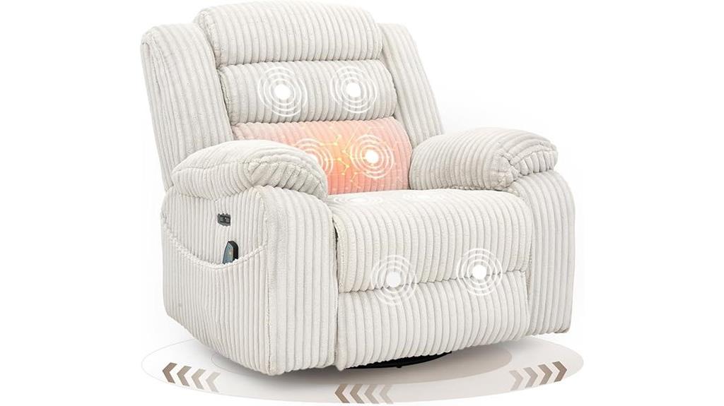 massage heat swivel recliner