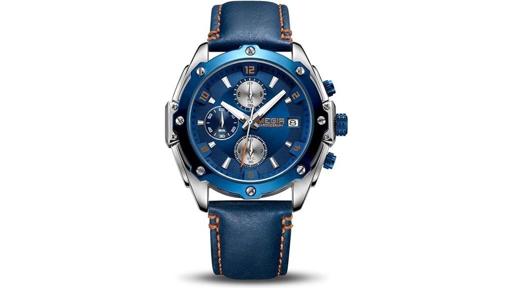 men s blue leather watch