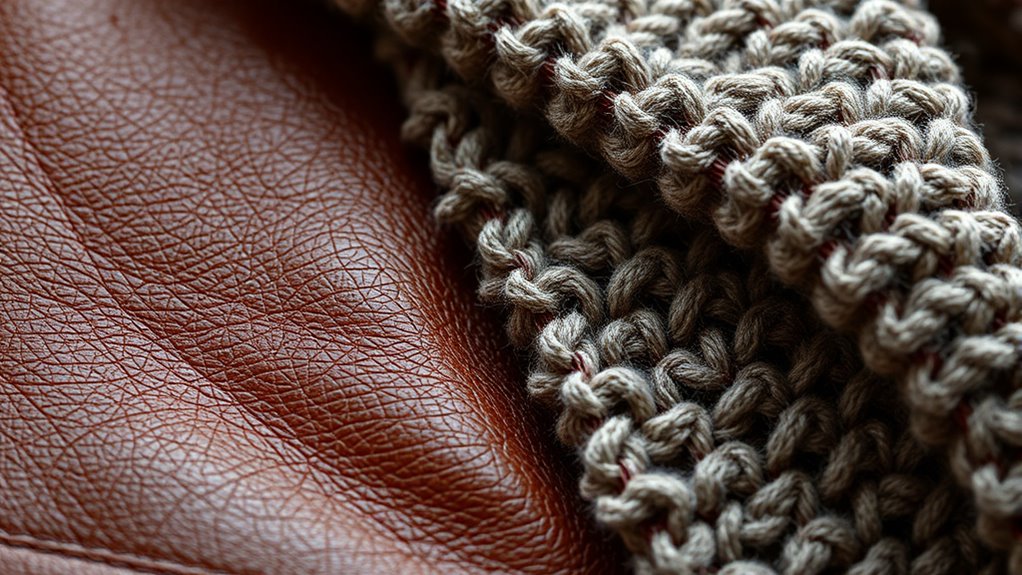 mixing leather and boucl