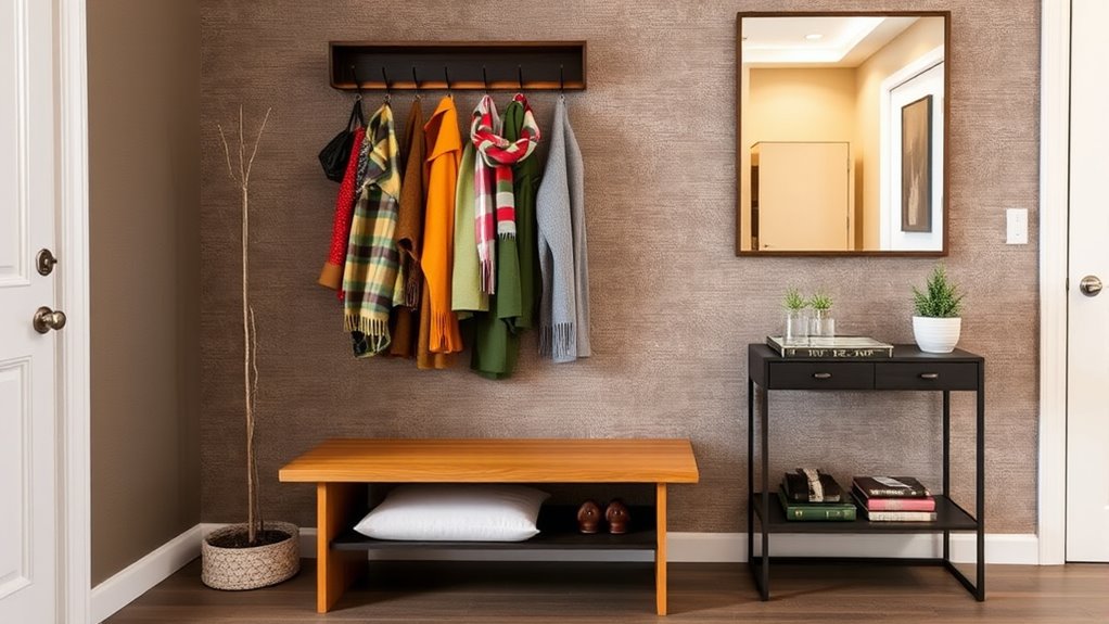 organized entryway with hooks