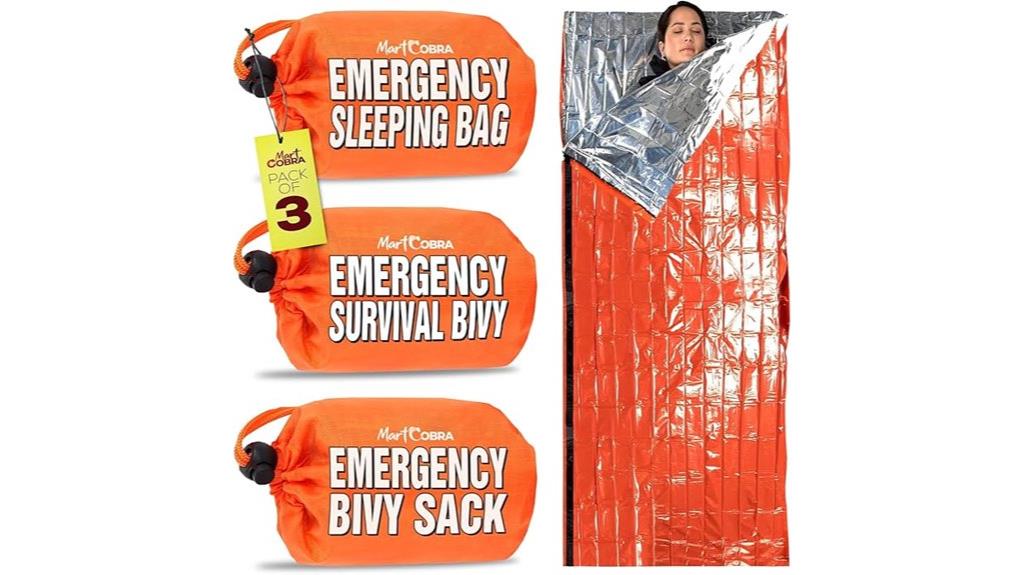 pack of three survival sleeping bags