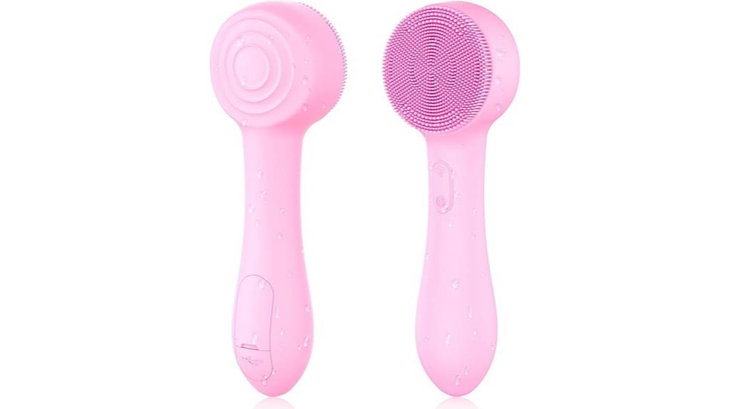 pink silicone face scrubber