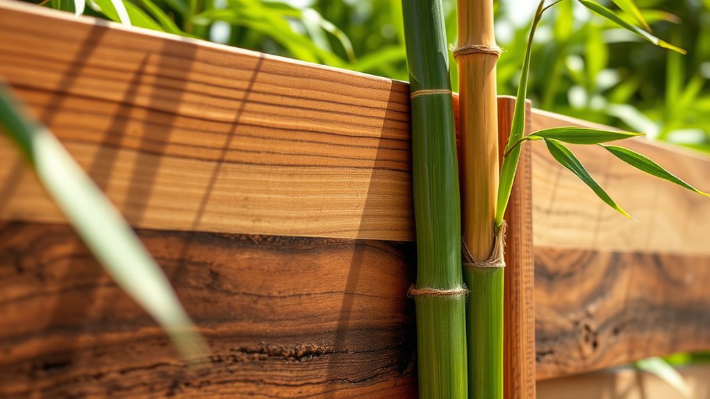 reclaimed wood and bamboo