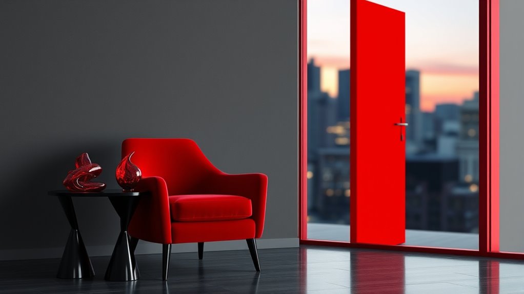 red accents enhance impact