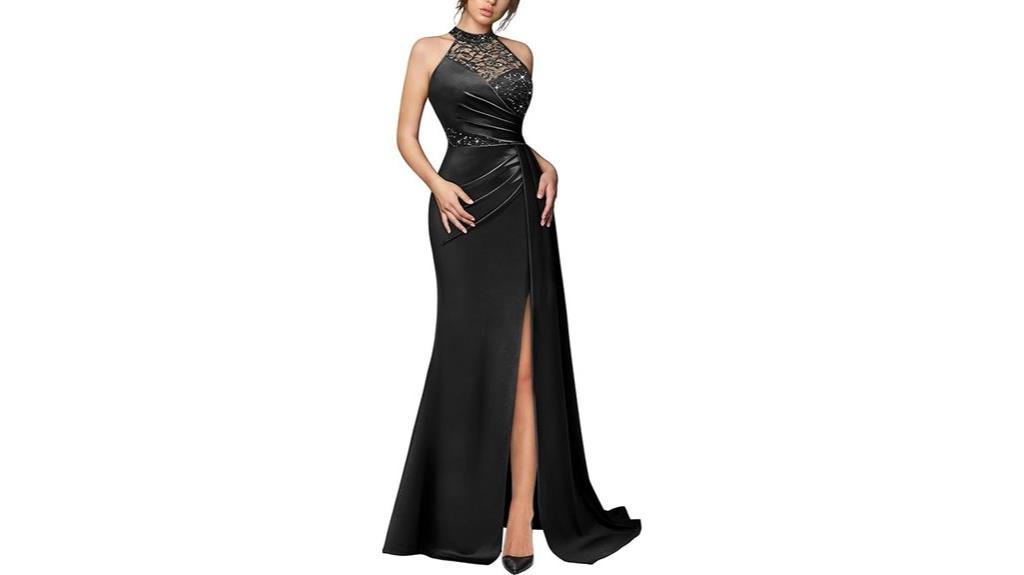 sequin lace satin maxi
