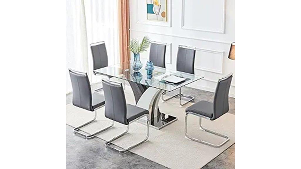 six person glass dining set