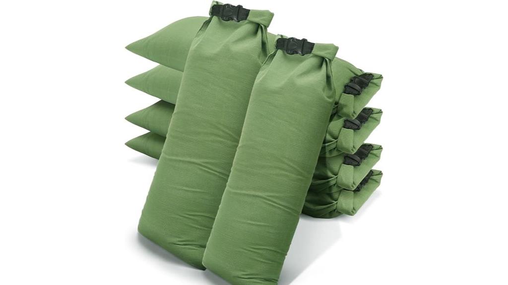 six sandbag flood barriers