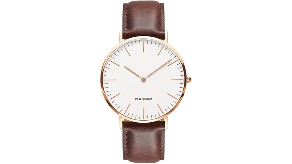 slim leather quartz watch