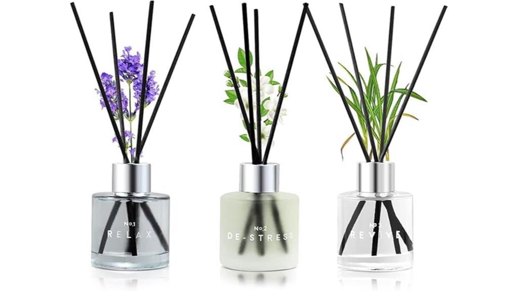three lavender jasmine lemongrass diffusers