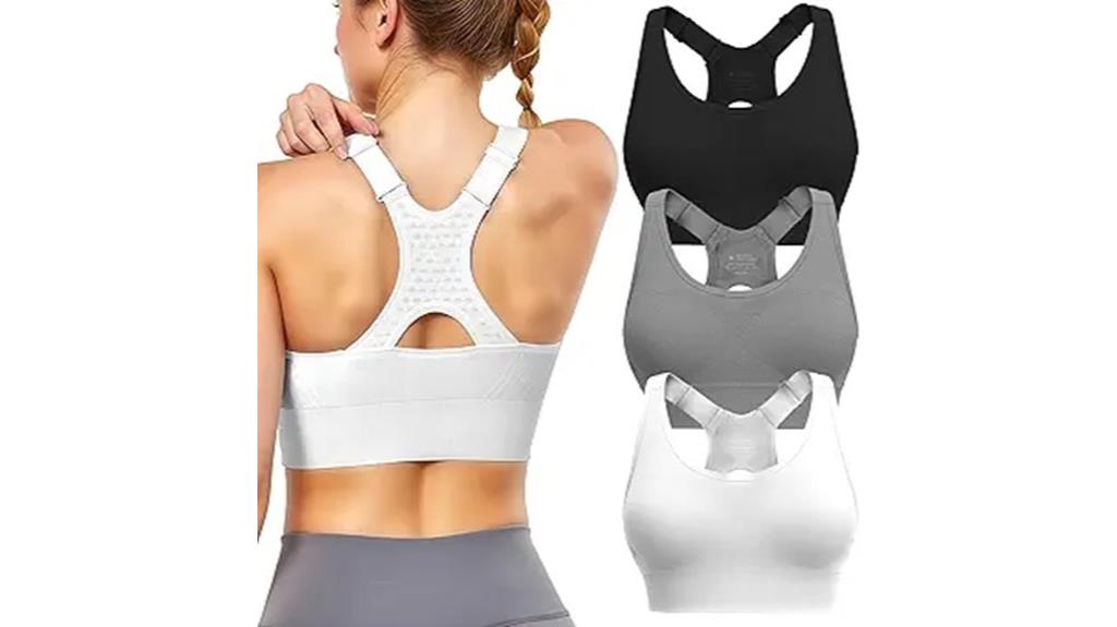 three pack adjustable sports bras