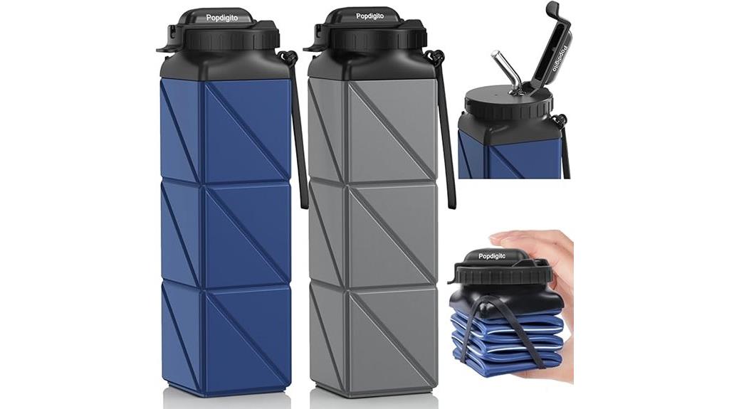two collapsible travel bottles