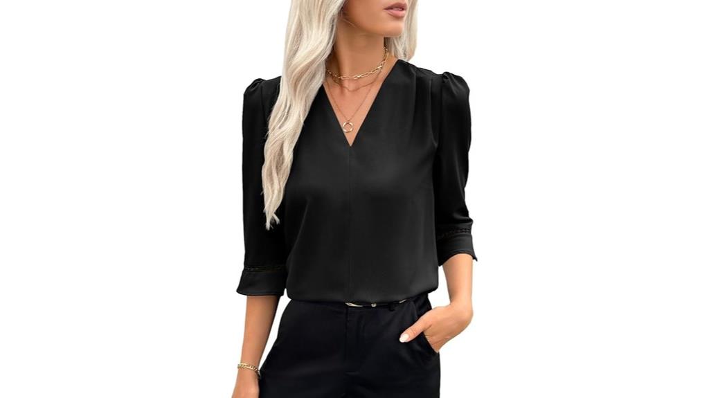 women s pleated v neck blouse