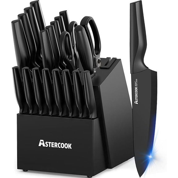 Astercook 21-Piece Stainless Steel Knife Set with Block