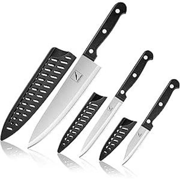 3-Piece Black Stainless Steel Kitchen Knife Set