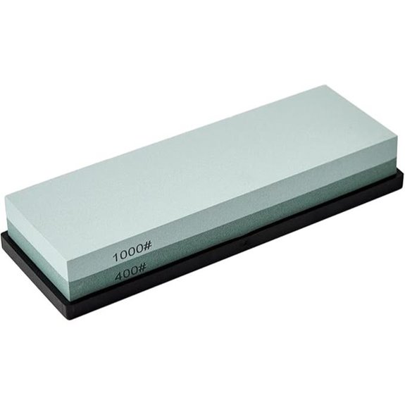Dual-Sided Knife Sharpening Stone with Rubber Base