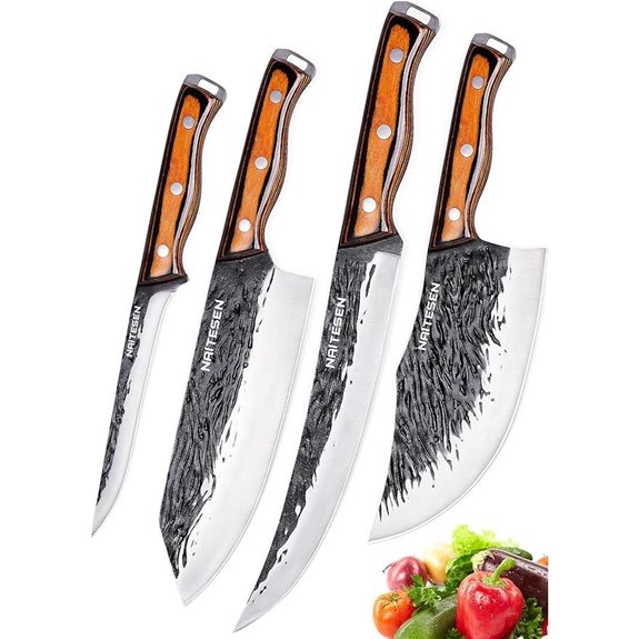 4PCS Hand Forged Meat Cleaver & Kitchen Knife Set