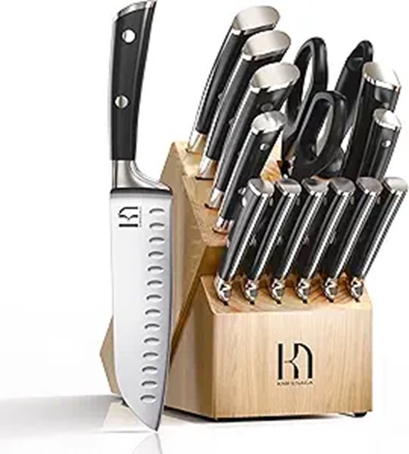 Japanese 15-Piece Sharp Knife Set with Block