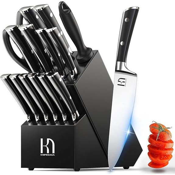 15-Piece Japanese Knife Set with Block & Sharpener