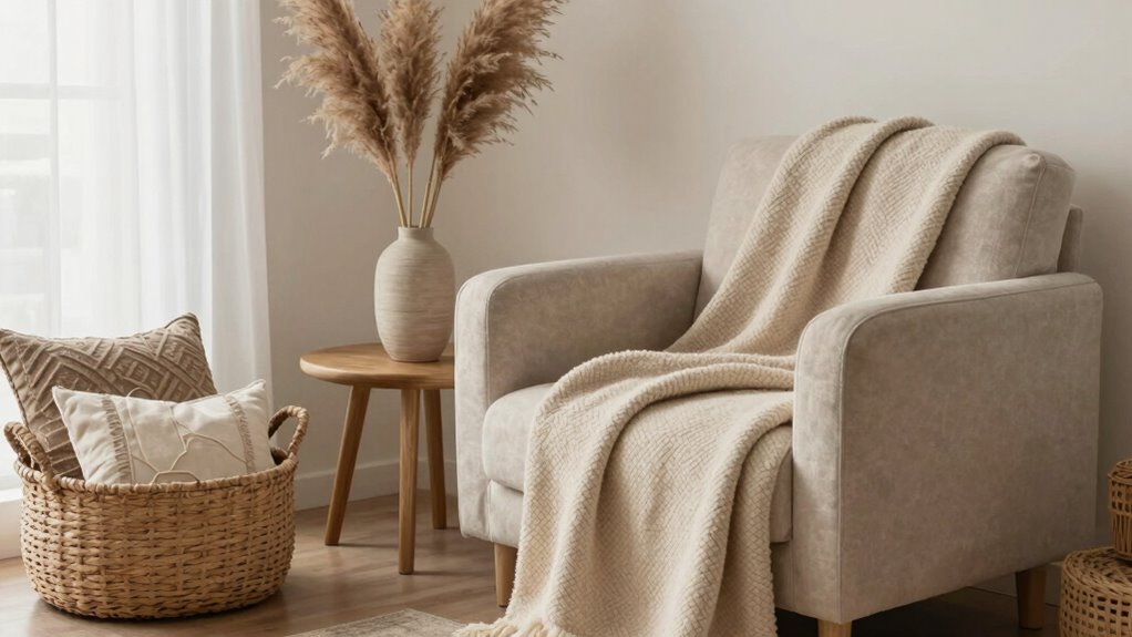 add textured clutter free decor