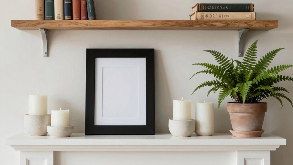 balanced cohesive mantel styling
