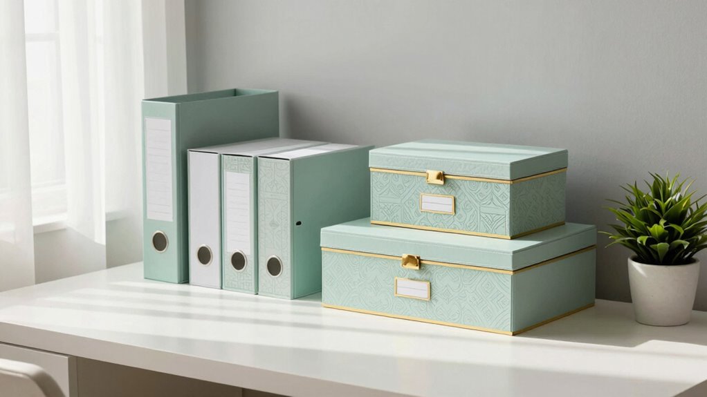 decorative boxes organize neatly