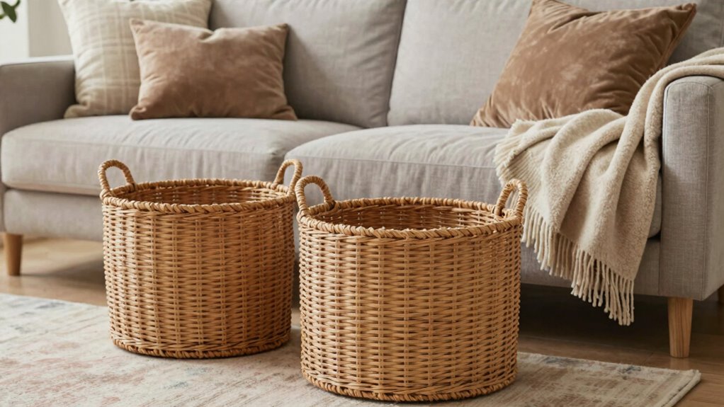 decorative storage enhances organization