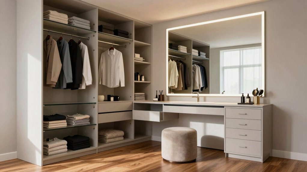 thoughtful lighting and storage