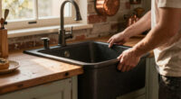 A $50 Cast Iron Sink and a Hoosier Cabinet Combined to Create a Kitchen Focal Point
