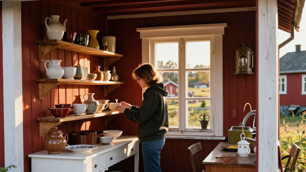 Inside a Vintage Dealer’s Little Red Cottage in the Swedish Countryside
