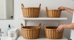 She Added Vintage Wicker Baskets to Her Family Bathroom — So Much Storage!