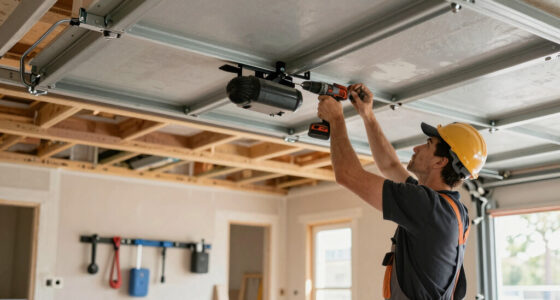 Supporting garage door motor and supports during drywall install
