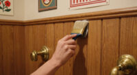 A Basically All-Wood Paneled '70S Bathroom Got An Americana Folk Makeover