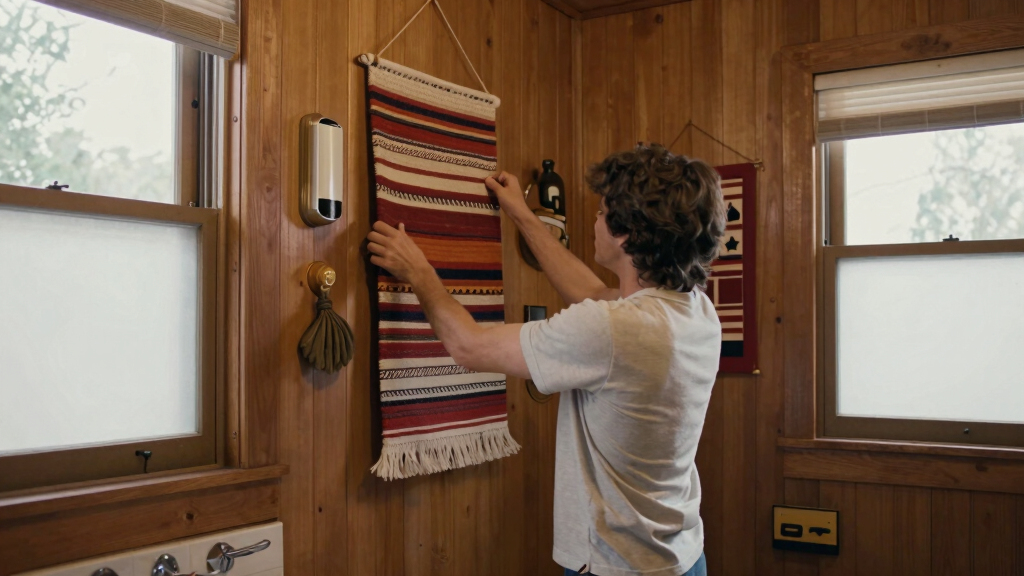 A Basically All-Wood Paneled '70s Bathroom Got an Americana Folk Makeover
