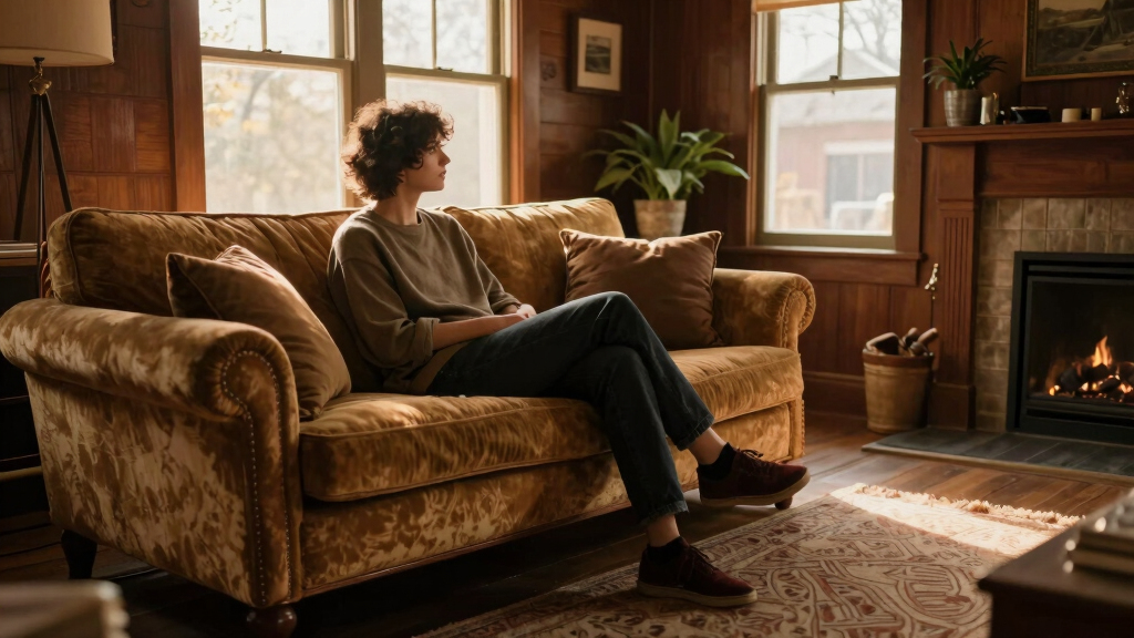 She Kept the Original Wood Paneling, and the Living Room Feels Cozy