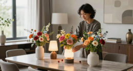 Skip Vases — This Stunning DIY Floral Arrangement Uses a Lamp