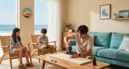 This Seaside Living Room Was Once A Rental — Now Is A Cozy Space For A Family Of 5