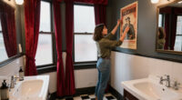 A Film Enthusiast Gave Her Brooklyn Bathroom A Theater-Inspired Redo