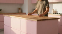 A “Lifeless” Kitchen Got a European-Style Redo with a Pink Island