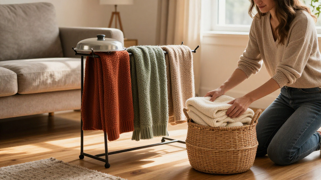 I Used A Pot Lid Organizer To Store My Blankets, And It’s Brilliant