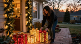 3 Ways To Style Lauzior LED Christmas Gift Box Decorations Indoors Or Out For $14.85
