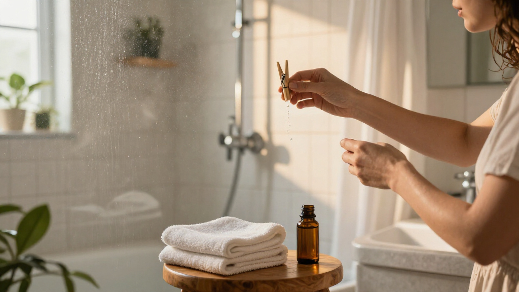 She Uses Clothespins And Essential Oils To Get Rid Of Musty Shower Odors