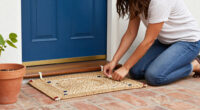 Woman Turns A Rug Into That Cutest Front Door Decor That Isn't A Wreath